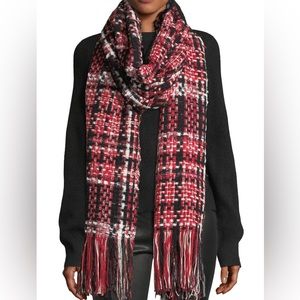 Rag & Bone Red Black Linton Blanket Scarf Wrap
